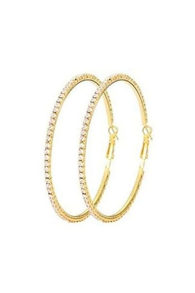 75mm Basic Sparkle Rhinestone Hoop Earrings