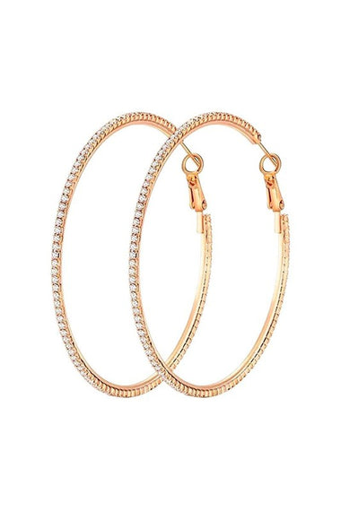 85mm Basic Sparkle Rhinestone Hoop Earrings