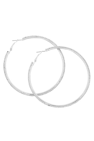 125mm Basic Sparkle Rhinestone Hoop Earrings