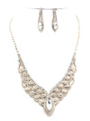 Oval Point Bridal, Prom Rhinestone Necklace Set