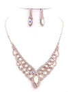 Oval Point Bridal, Prom Rhinestone Necklace Set