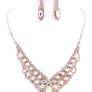 Oval Point Bridal, Prom Rhinestone Necklace Set