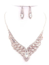 Oval Point Bridal, Prom Rhinestone Necklace Set