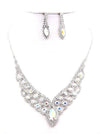 Oval Point Bridal, Prom Rhinestone Necklace Set