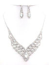 Oval Point Bridal, Prom Rhinestone Necklace Set