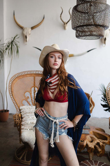 Crochet American Flag Hair Bandana Scarf
