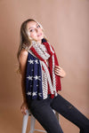 American Flag Knit Blanket Scarf - Oversized