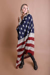 American Flag Knit Blanket Scarf - Oversized
