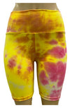 KIDS HIGH WAISTED TIE DYE COTTON BIKER SHORTS