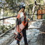 Baroque-inspired Fringed Ruana Wrap Shawl