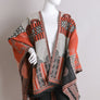 Baroque-inspired Fringed Ruana Wrap Shawl