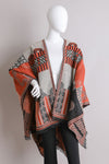 Baroque-inspired Fringed Ruana Wrap Shawl