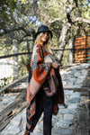 Baroque-inspired Fringed Ruana Wrap Shawl