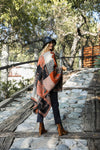 Baroque-inspired Fringed Ruana Wrap Shawl