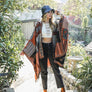 Baroque-inspired Fringed Ruana Wrap Shawl