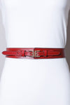 Leather Double Buckle Adjustable Waist Belt