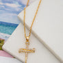 Nail shape cross pendant necklace with rope chain