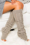 Cable Knit Long Tie Leg Warmer