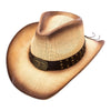 WESTERN STYLE FAUX LEATHER BAND COWBOY HAT COLOR TAN