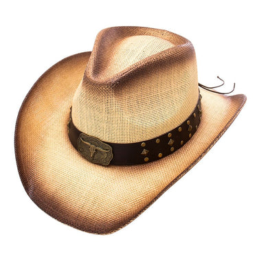 WESTERN STYLE FAUX LEATHER BAND COWBOY HAT COLOR TAN