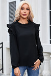 Frill Mock Neck Ruffled Balloon Sleeve Blouse