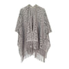 DIONA J FLORAL LACE KIMONO WITH FRINGE ONE SIZE COLOR SILVER