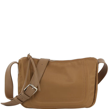 Diona J Designer Smooth Solid Stylish Zipper Crossbody Bag Brown