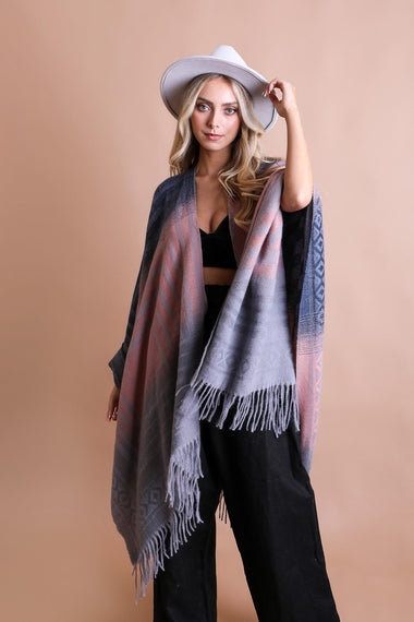 Versatile Colorblend Serape Cozy Fall Winter Shawl