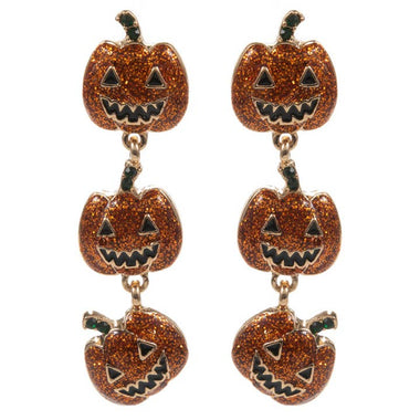 Halloween Tiered Jack O Lantern Dangle Earring