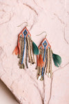 Mixed Bead Feather Chain Boho Earrings