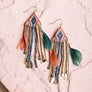 Mixed Bead Feather Chain Boho Earrings