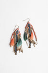 Mixed Bead Feather Chain Boho Earrings