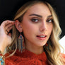 Mixed Bead Feather Chain Boho Earrings