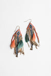 Mixed Bead Feather Chain Boho Earrings