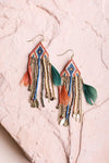 Mixed Bead Feather Chain Boho Earrings