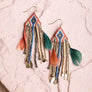 Mixed Bead Feather Chain Boho Earrings