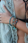Turquoise Stackable Suede Bracelet With Beads