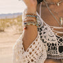 Turquoise Stackable Suede Bracelet With Beads