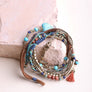 Turquoise Stackable Suede Bracelet With Beads