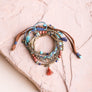 Turquoise Stackable Suede Bracelet With Beads