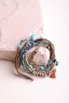 Turquoise Stackable Suede Bracelet With Beads