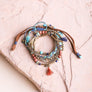 Turquoise Stackable Suede Bracelet With Beads