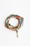Teal Multi-layer Stacked Suede Beaded Bracelet