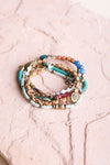 Teal Multi-layer Stacked Suede Beaded Bracelet