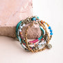 Teal Multi-layer Stacked Suede Beaded Bracelet