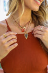 Carnelian & Brown Agate Suede Layered Necklace