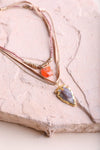 Carnelian & Brown Agate Suede Layered Necklace