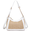 STRAW TEXTURED PATTERN RITZY CROSSBODY BAG COLOR WHITE