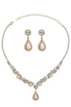 Faux Pear Pearls w Rhinestone Bridal Necklace Set