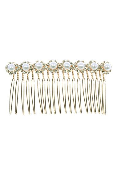 Sunflower Rhinestone Pearls String Comb